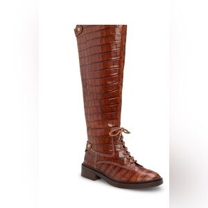 Vince Camuto Brown Crocodile Pattern Knee-High Boots